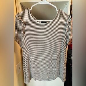 W5 Brown and White Striped Short Sleeve Top